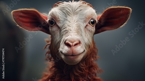 A curious sad brown goat starring at Camera closeup portrait - Animal Rescue