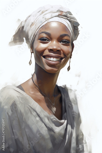 Radiant african american woman, isolated portrait