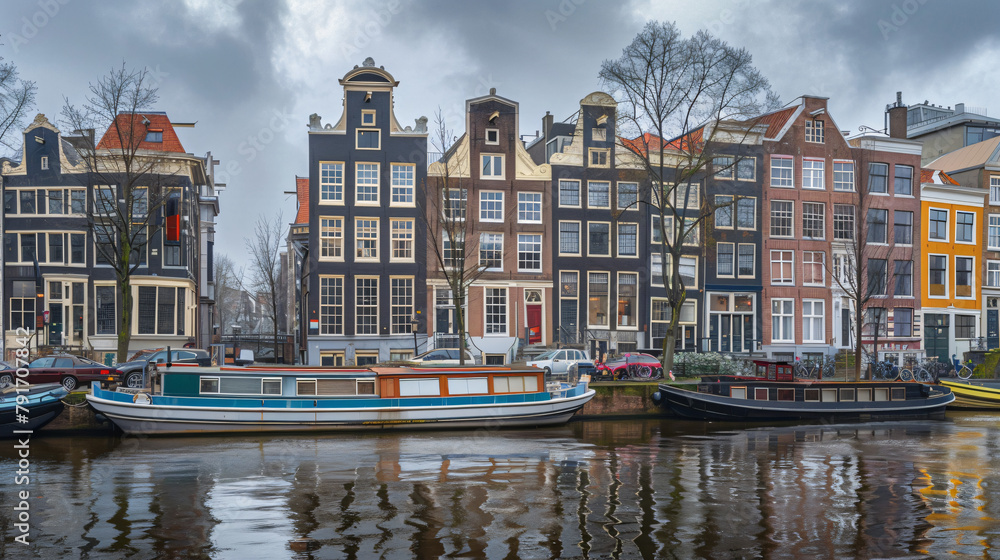 Amsterdam Netherlands - February 26 2019 Canal houses