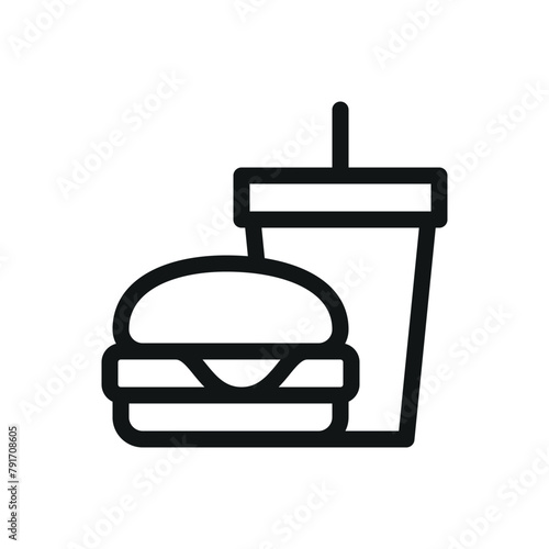 Fast food isolated icon, fastfood takeaway vector symbol with editable stroke
