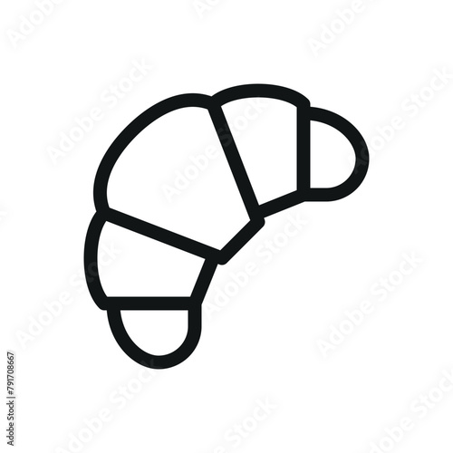 Croissant isolated icon, french pastries vector symbol with editable stroke