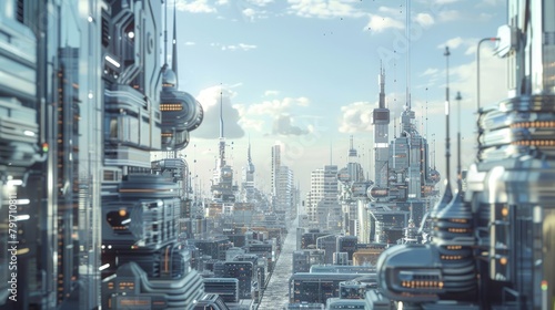 A futuristic 3D cityscape with a family theme AI generated illustration
