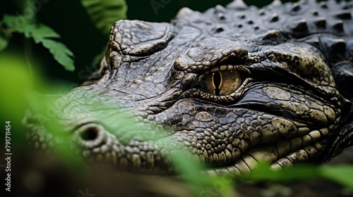 a close up of an alligator's face © VSTOCK