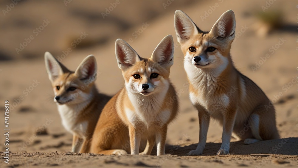 Desert Duet: Fennec Foxes Frolic in Sandy Dunes, Desert's Delightful Canine Companions Desert Duet: Fennec Foxes Frolic in Sandy Dunes, Desert's Delightful Canine Companions