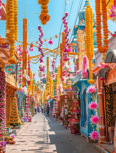 A vibrant Indian festival, featuring colorful decorations and joyful celebrations. © taelefoto