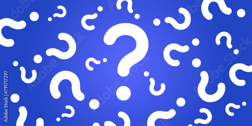 A poster with question marks. A question that needs an answer. Elements for transmitting information.