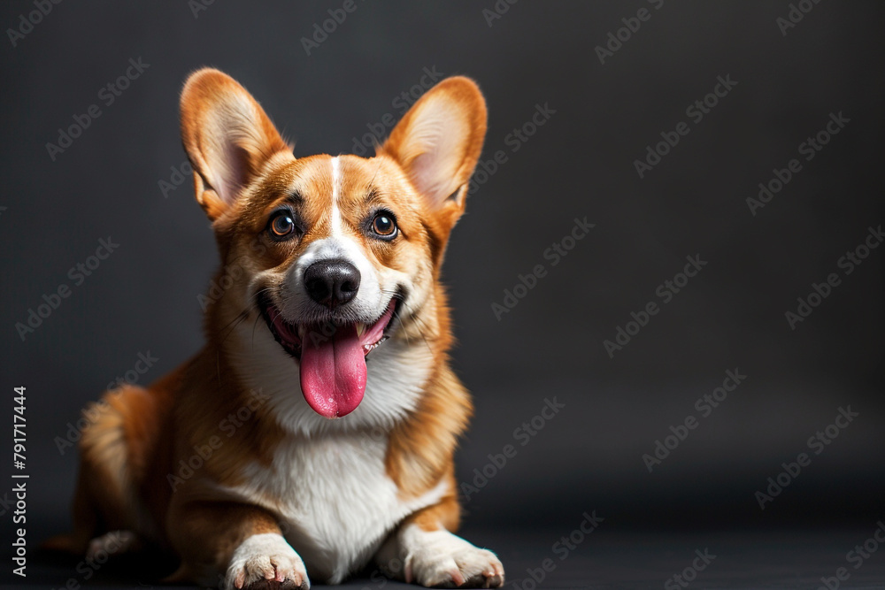 A hilarious dog posing with a goofy expression, tongue hanging out,