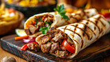 Turkish grilled shawarma beef wrap generated by AI 