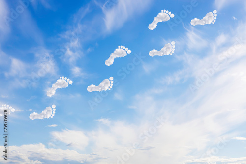Footprints formed by clouds on a blue sky