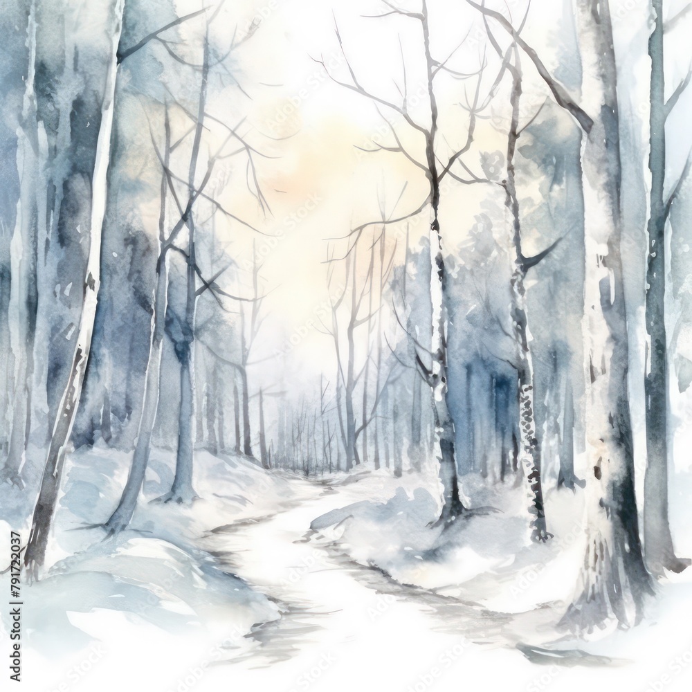 winter forest in the morning