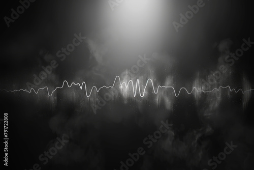 Cardiogram in fog on a black background