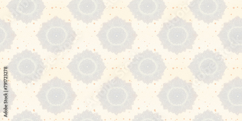 Blue bright seamless repeated floral ornament pattern as background.