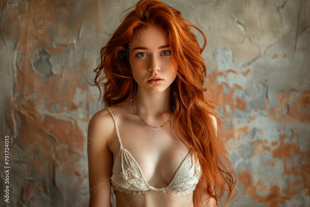 Portrait of a sexy young girl with red hair. Health and sensuality Portrait of a sexy young girl with red hair. Health and sensuality