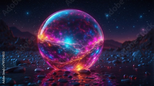 Glowing sphere on night background