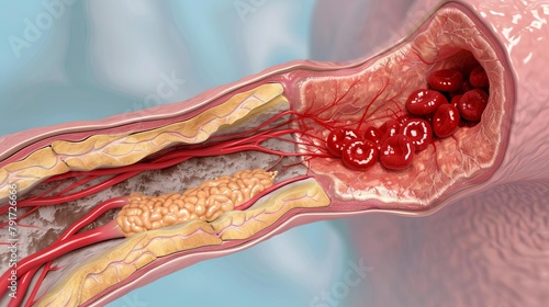 Before and After, Compare a pristine artery with a fatty, narrowed artery in a side by side composition