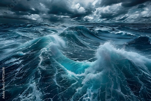 Captivating Seascape of Tumultuous Waves Crashing in the Uncharted Waters of the Deep Ocean