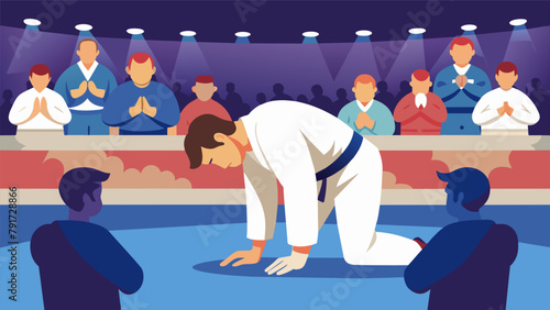 As a traditional sign of respect the martial arts contestants bow to the judges and audience acknowledging the importance of sportsmanship in
