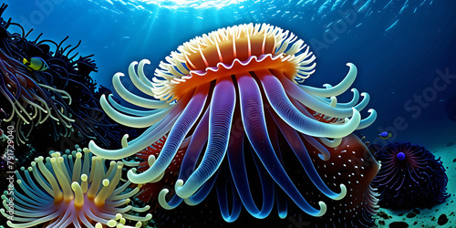 A sea anemone catches prey by shocking them