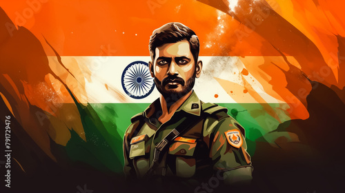 vector illustration for indian army day .concept of army,republic and independance day photo