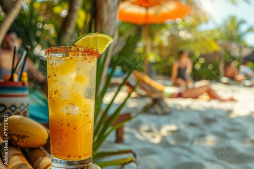 Mango Margarita at a Chic Beach Lounge  