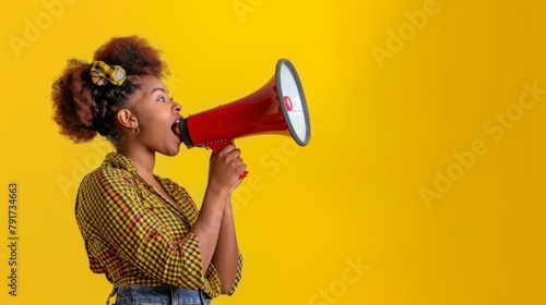 Woman Announcing Through Megaphone