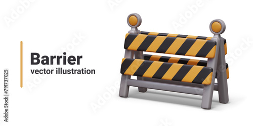 Portable barrier for temporary fencing of dangerous area. Under construction