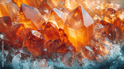 Vibrant Orange and Blue Crystal Formations Close Up for Nature Concepts photo