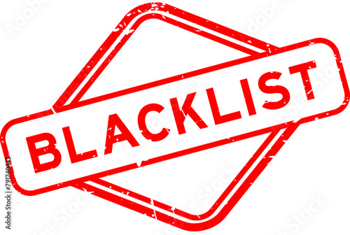 Grunge red blacklist word rubber seal stamp on white background