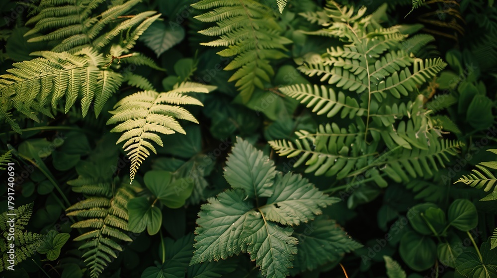 Close up of green ferns in a forest