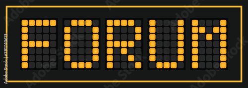 Orange color led banner in word forum on black background