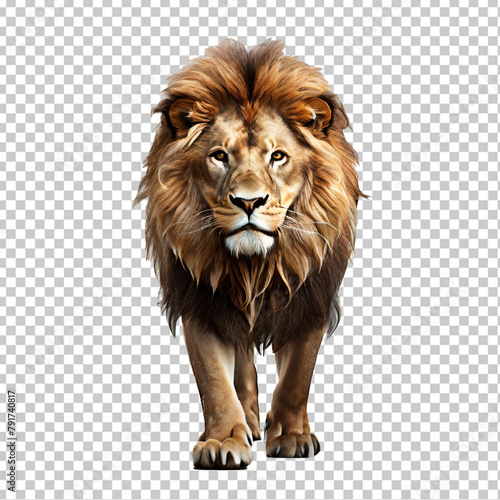 Studio portrait of a lion on a white background