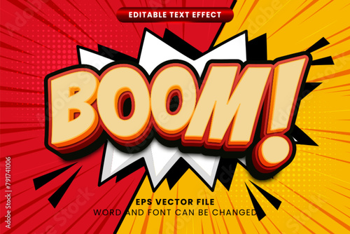 Comic funny text effect. Cartoon 3d editable vector text style