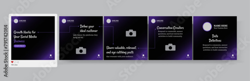 Set Of Carousel Post Template, Editable Carousel Post, social media template minimalist design