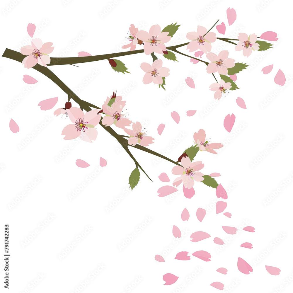 Branches with sakura flowers on a white background
Branches with sakura flowers on a white background