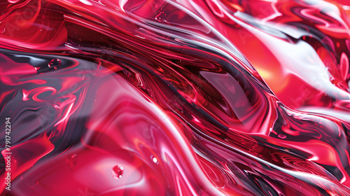Vibrant Red and Black Fluid Abstract Art Background Texture