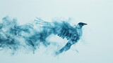 Abstract Blue Smoke Bird in Flight Creative Concept Art