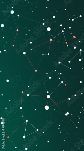 Vector graphic of interconnected nodes forming an abstract network pattern on a dark gold and green background  symbolizing global connectivity