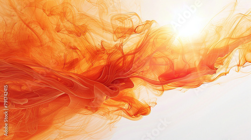 Vibrant Orange and Red Color Waves Abstract Light Background Art