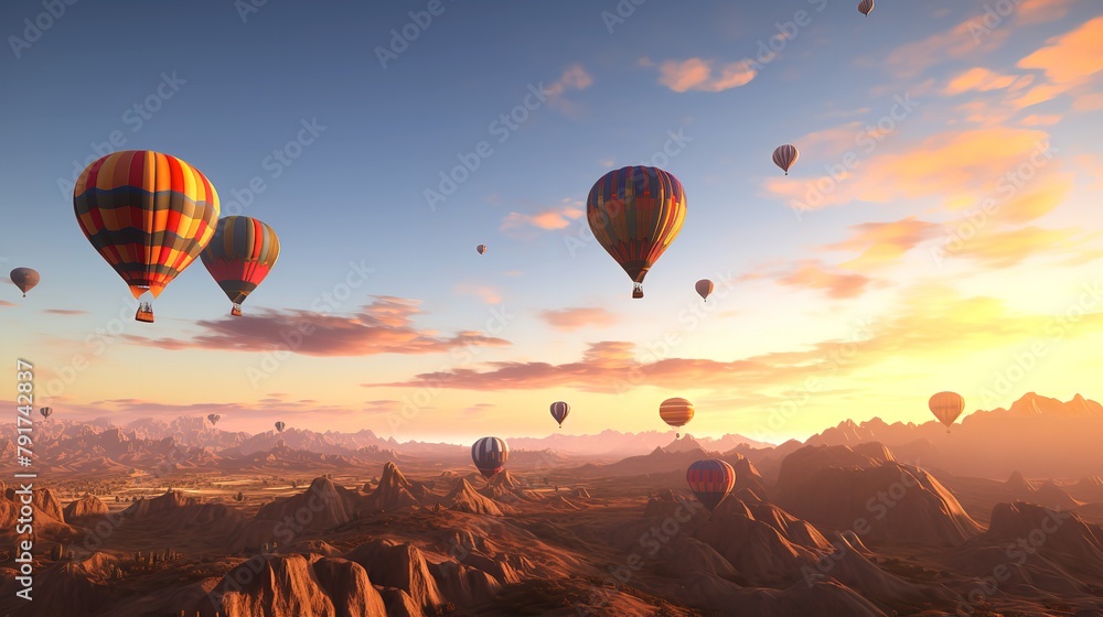 Hot Air Balloons Rising at Dawn: 8K Photorealistic Image

