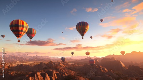 Hot Air Balloons Rising at Dawn: 8K Photorealistic Image