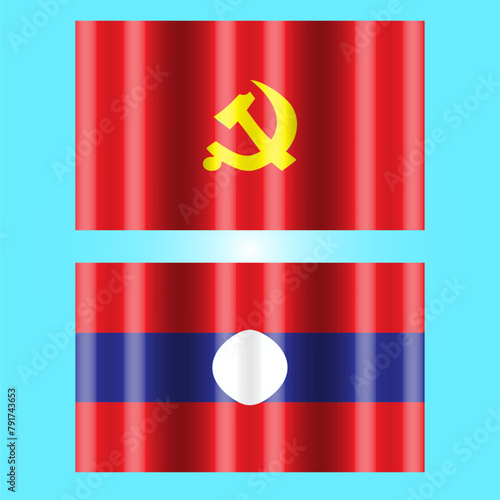 Lao flag, The flag of Laos consists of three horizontal stripes, with the middle stripe in blue being twice the height of the top and bottom red stripes