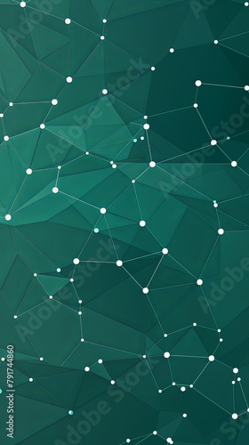 Vector graphic of interconnected nodes forming an abstract network pattern on a dark silver and green background, symbolizing global connectivity and data transfer between digital networks