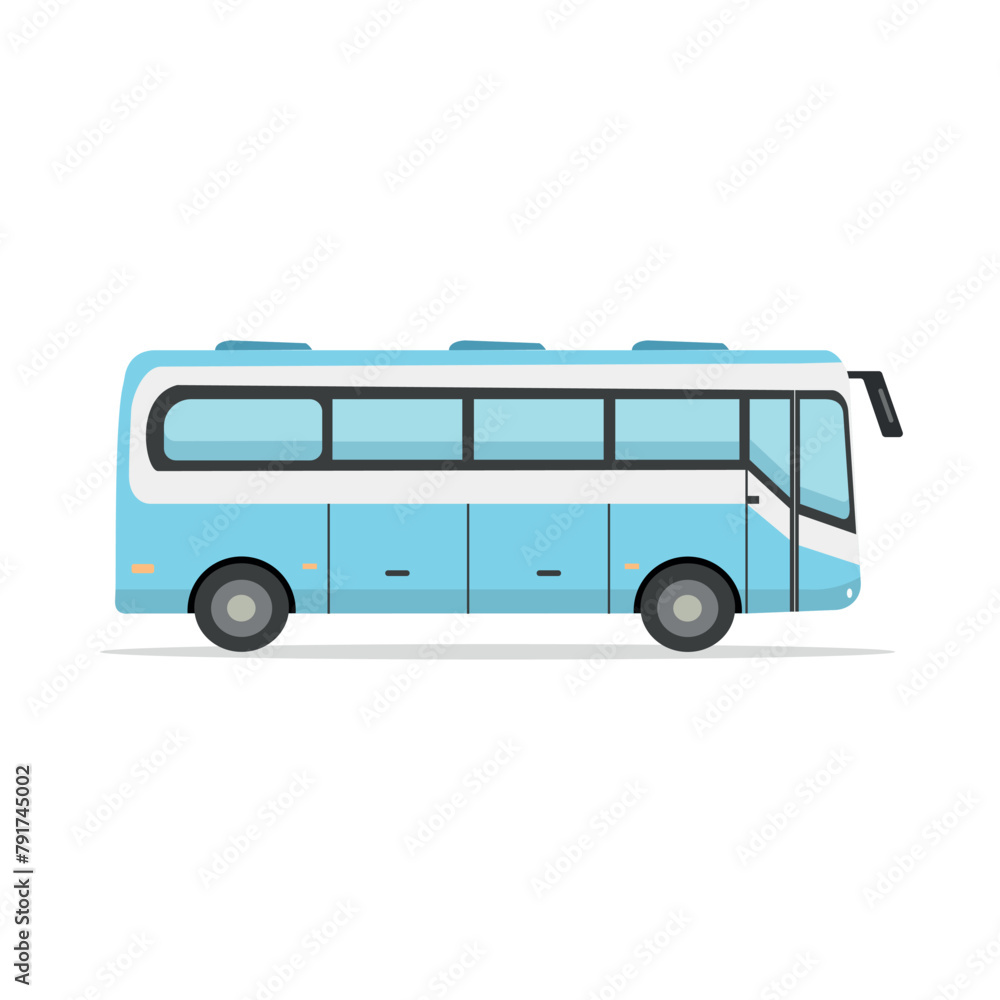 Touristic bus isolated on white background. Travel bus profile. Vector stock