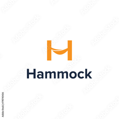 letter h hammock simple sleek creative modern geometric logo design vector