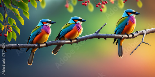 Birds Sitting On The Branch Of The Tree
