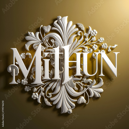 A stunning 3D typography design of the name Mithun.