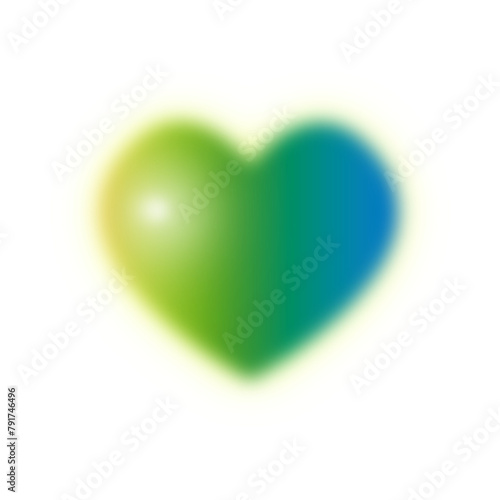 Soft Green and Blue heart with transparent background