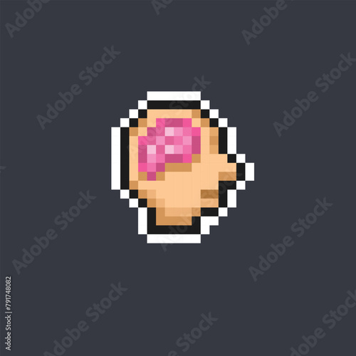 brain in head in pixel art style