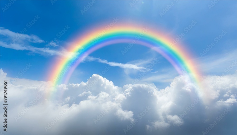 Bright Rainbow Sky: Blue Sky, White Clouds, and Rainbow Bright Rainbow Sky: Blue Sky, White Clouds, and Rainbow