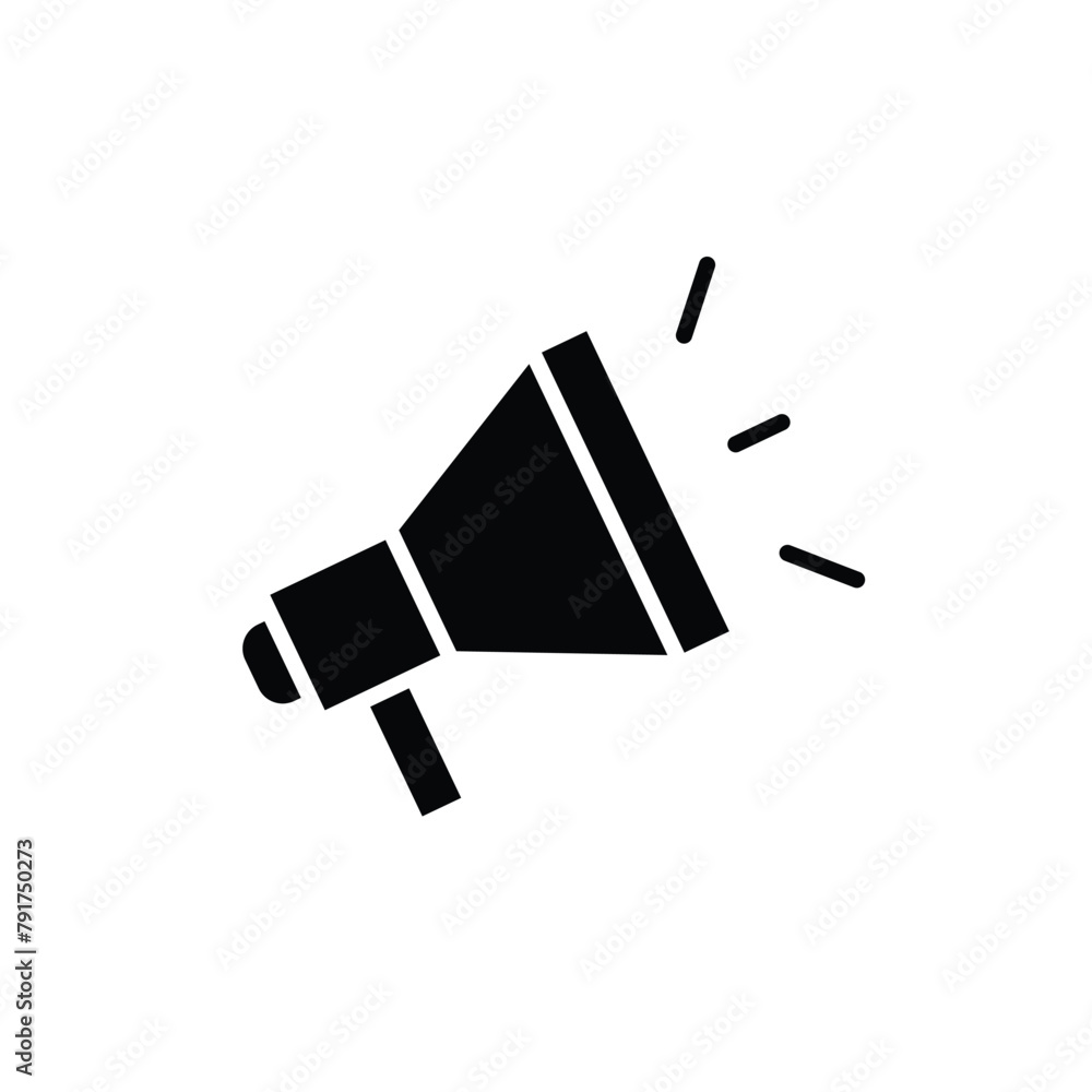Advertisement megaphone speaker icon. Simple solid style. Attention, horn, loudspeaker, voice, announcement, advertising concept. Black silhouette, glyph symbol. Vector illustration isolated. Advertisement megaphone speaker icon. Simple solid style. Attention, horn, loudspeaker, voice, announcement, advertising concept. Black silhouette, glyph symbol. Vector illustration isolated.